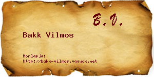 Bakk Vilmos névjegykártya